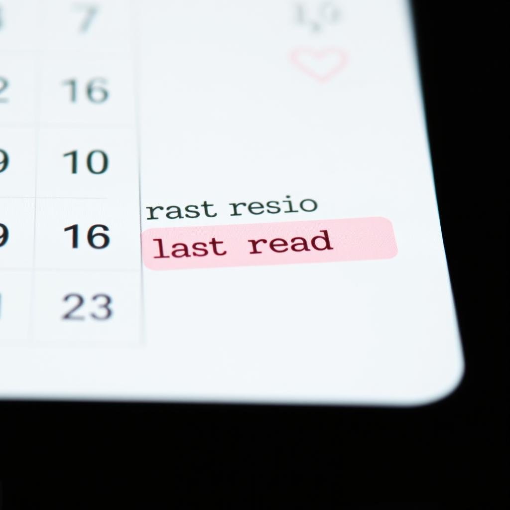 Calendar showing menstrual cycle tracking