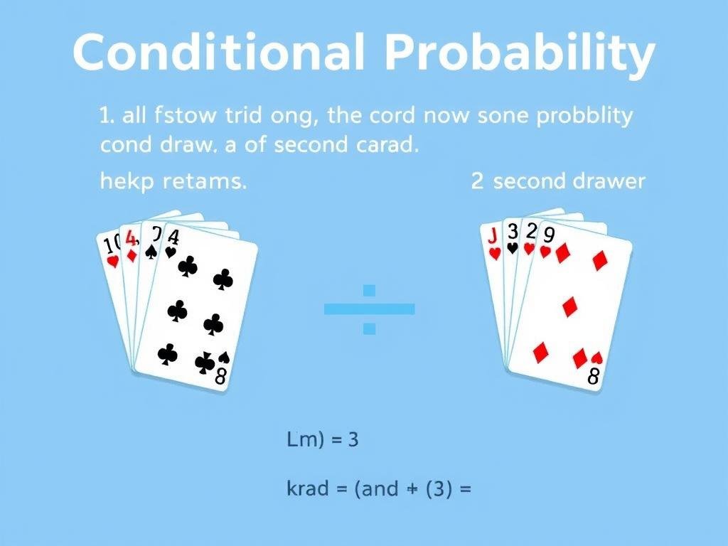 Card drawing example showing conditional probability calculation