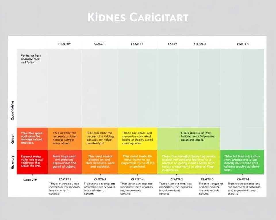 Chart showing GFR ranges and corresponding kidney function stages