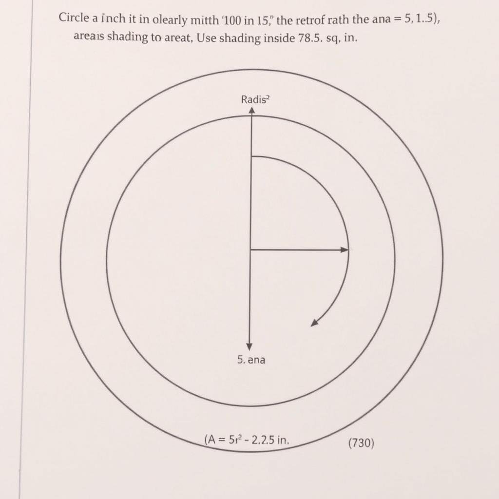 Circle with 10-inch diameter showing area calculation