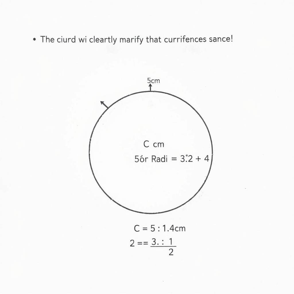 Circle with 5cm radius showing circumference calculation