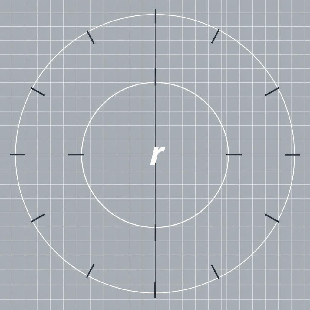 Circle with radius labeled for area calculation