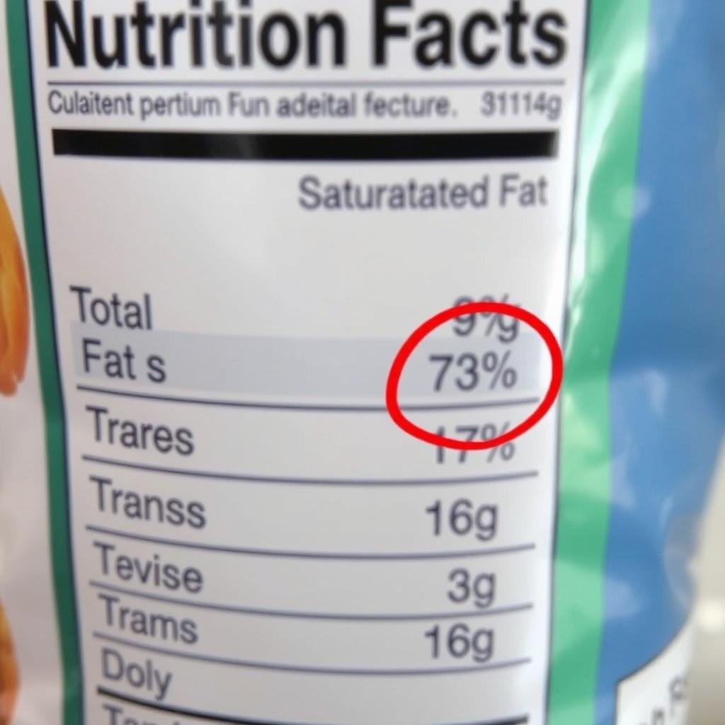 Close-up of a nutrition facts label highlighting the fat content information