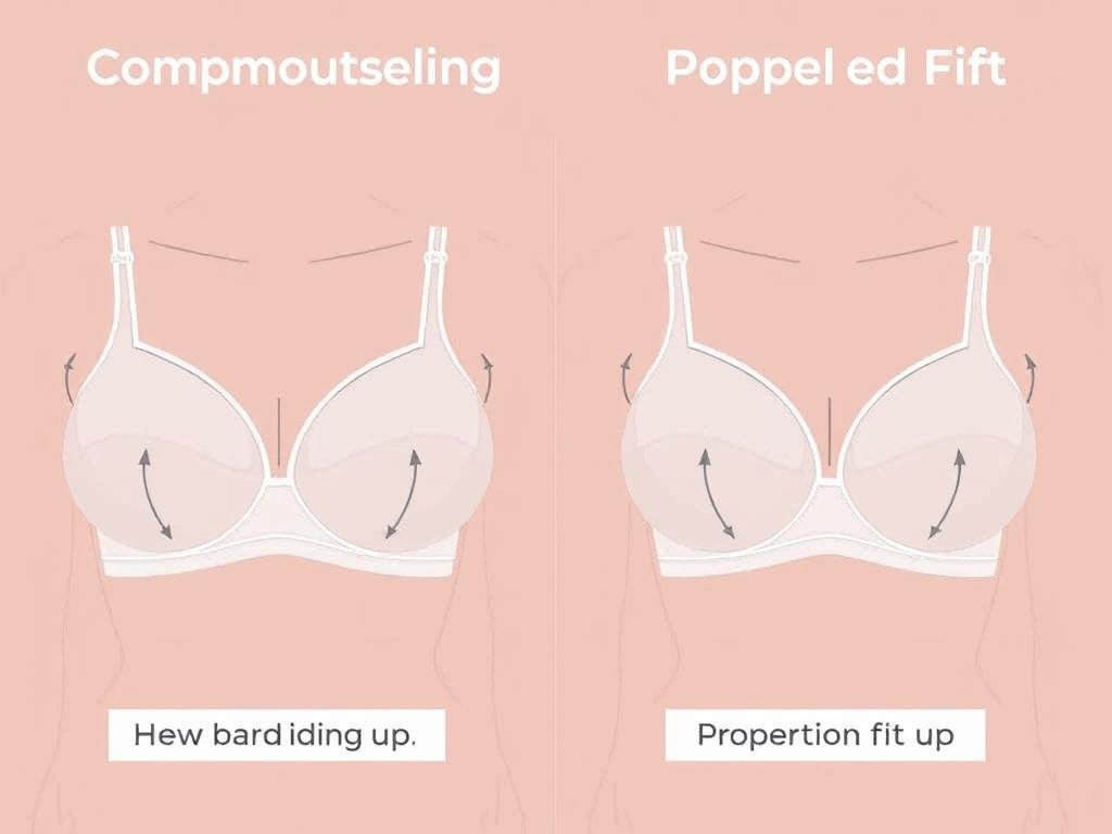 Common bra fitting issues illustrated with before and after examples