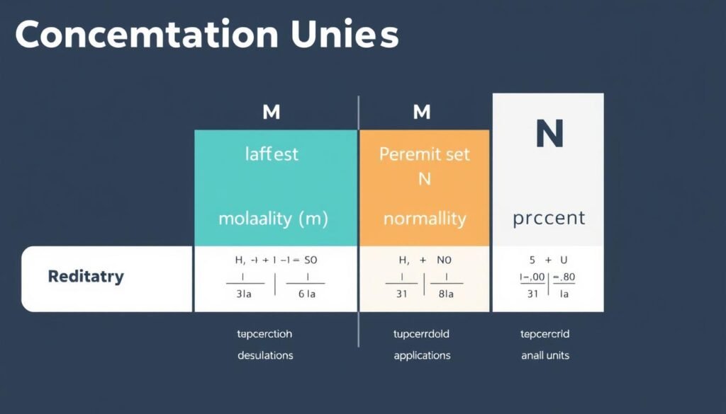 Comparison chart of different concentration units including molarity molality and normality