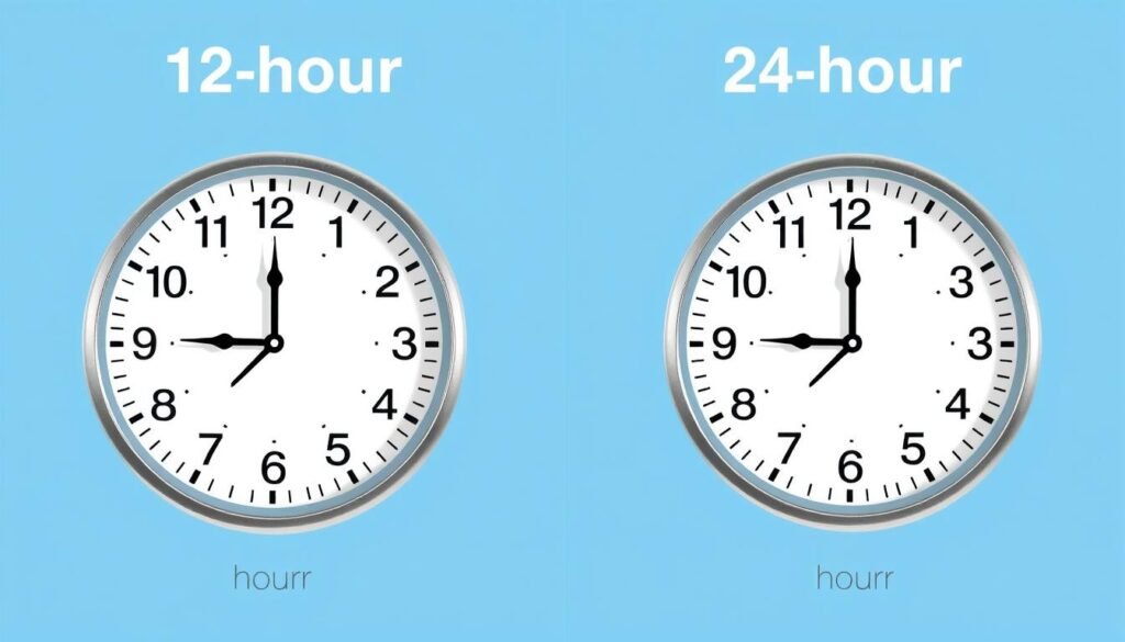 Comparison of 12-hour and 24-hour clock formats