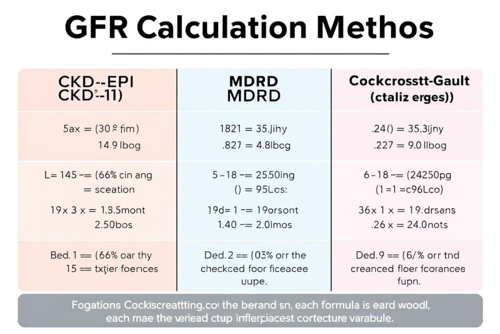 Comparison of different GFR calculation formulas