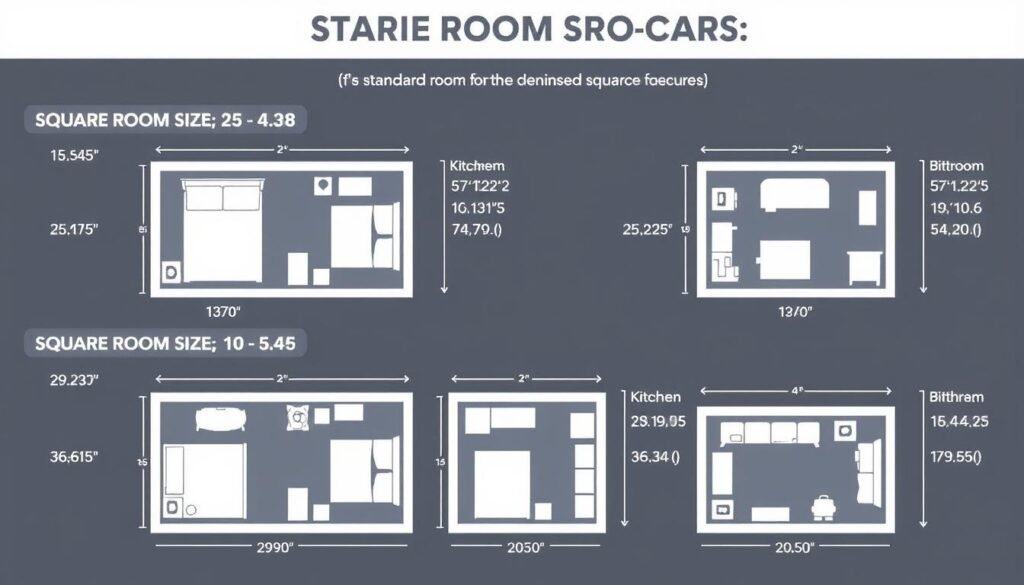 Comparison of different room sizes with square footage labeled