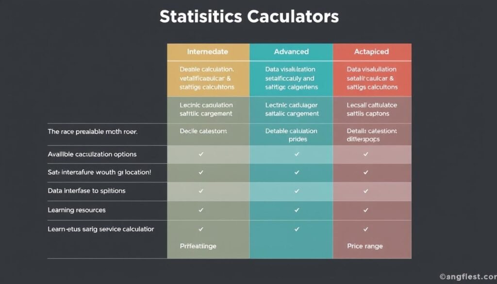Comparison of different statistics calculator features and capabilities