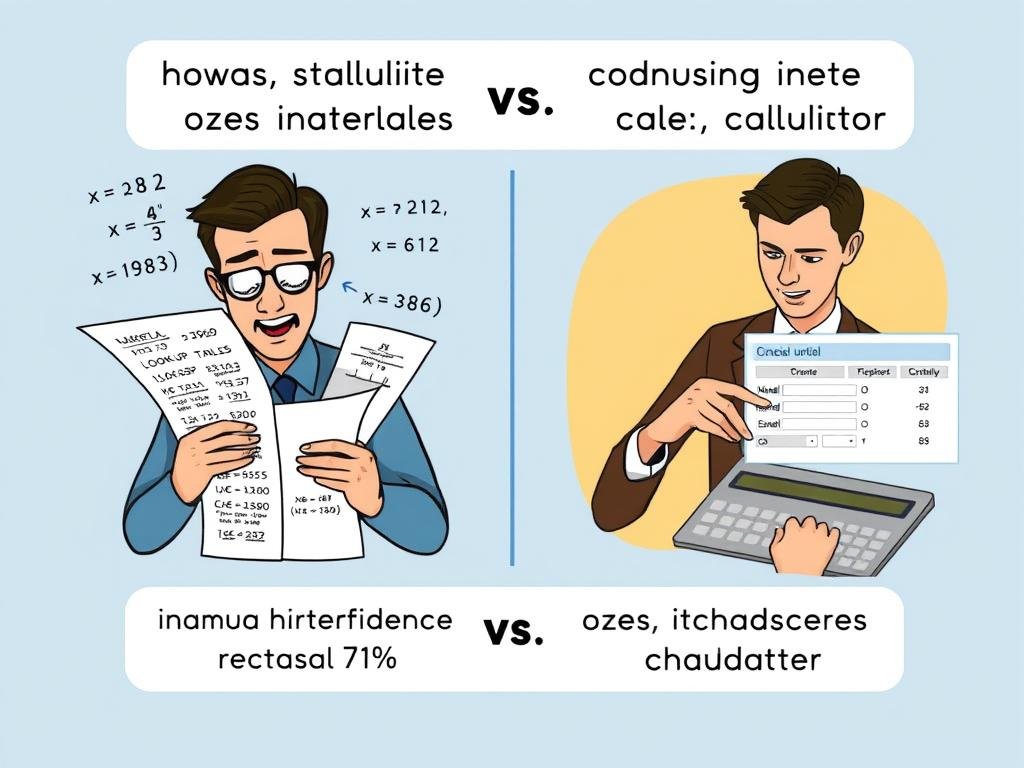 Comparison of manual calculation vs using a confidence interval calculator