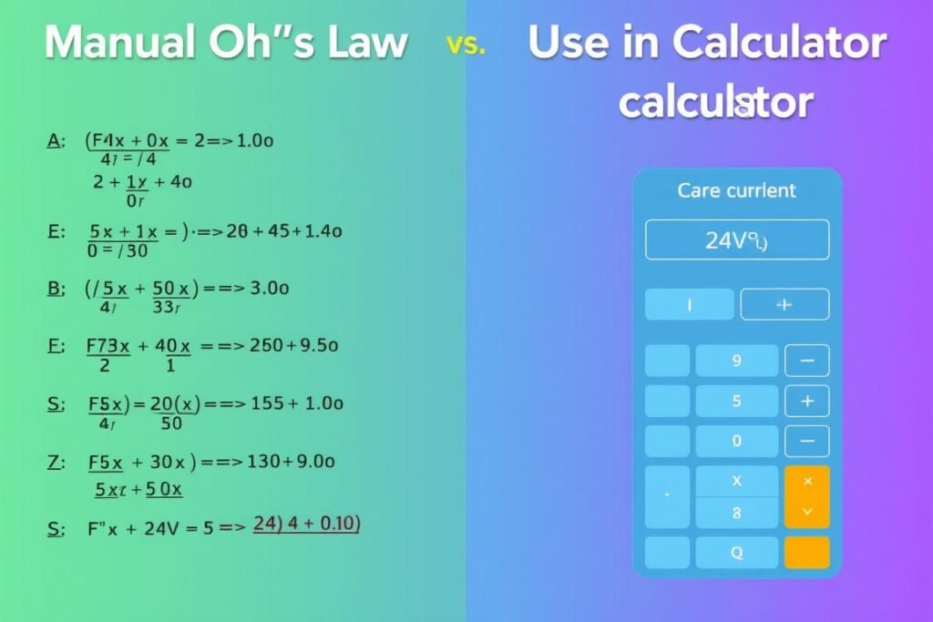 Comparison of manual calculations versus using an Ohms Law Calculator