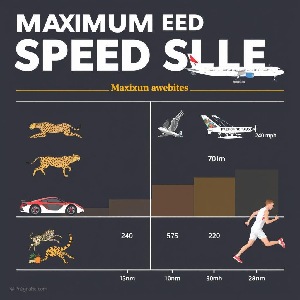 Comparison of maximum speeds of various animals and vehicles
