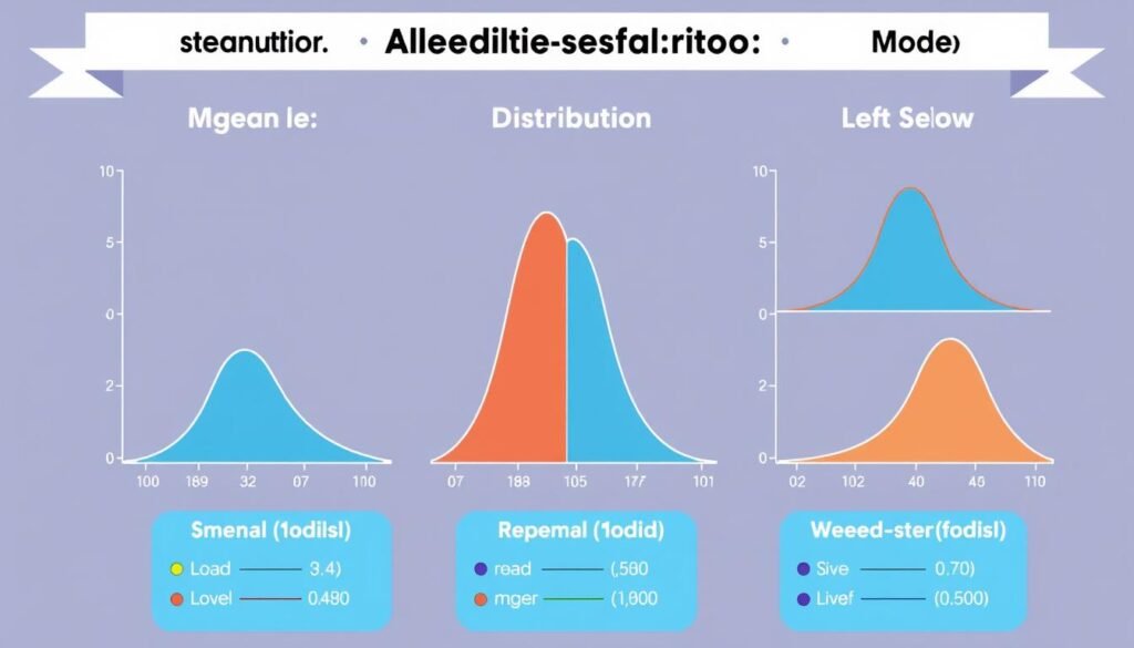 Comparison of mean median and mode in different distribution types