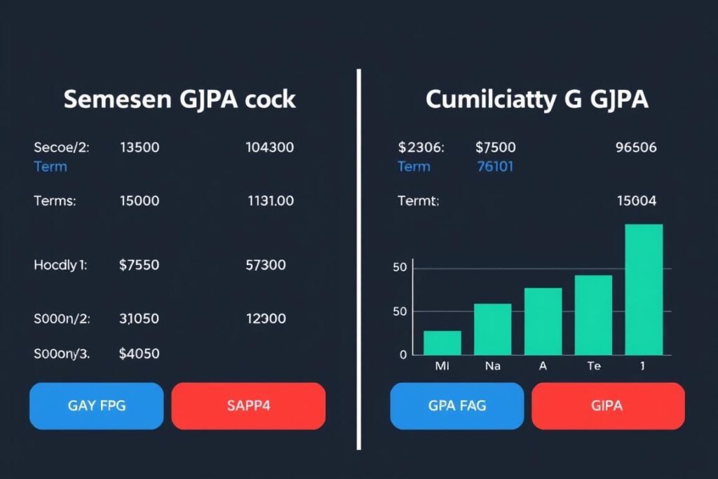 Comparison of semester GPA vs cumulative GPA tracking