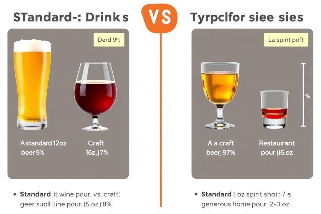 Comparison of standard drink sizes versus common serving sizes
