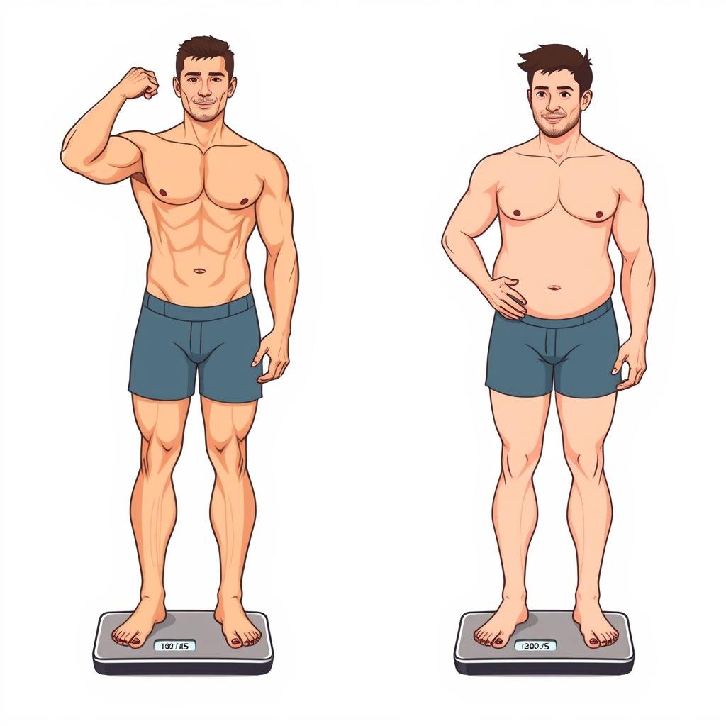 Comparison of two people with same weight but different lean body mass