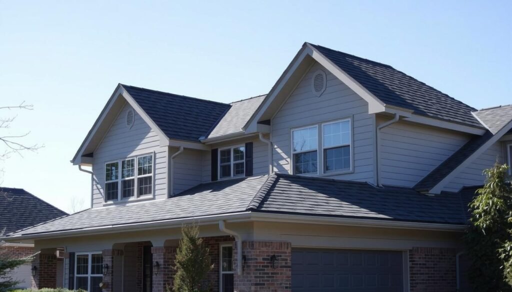 Completed roofing project showing beautiful new roof installation