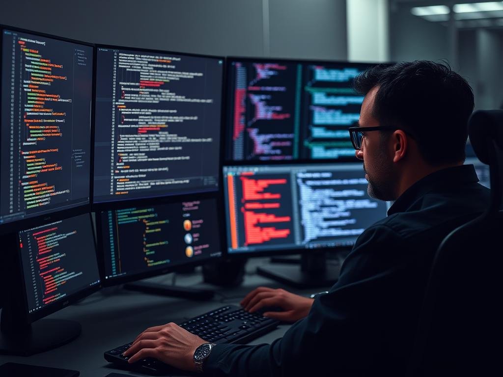 Computer code showing exponents in algorithms and data processing