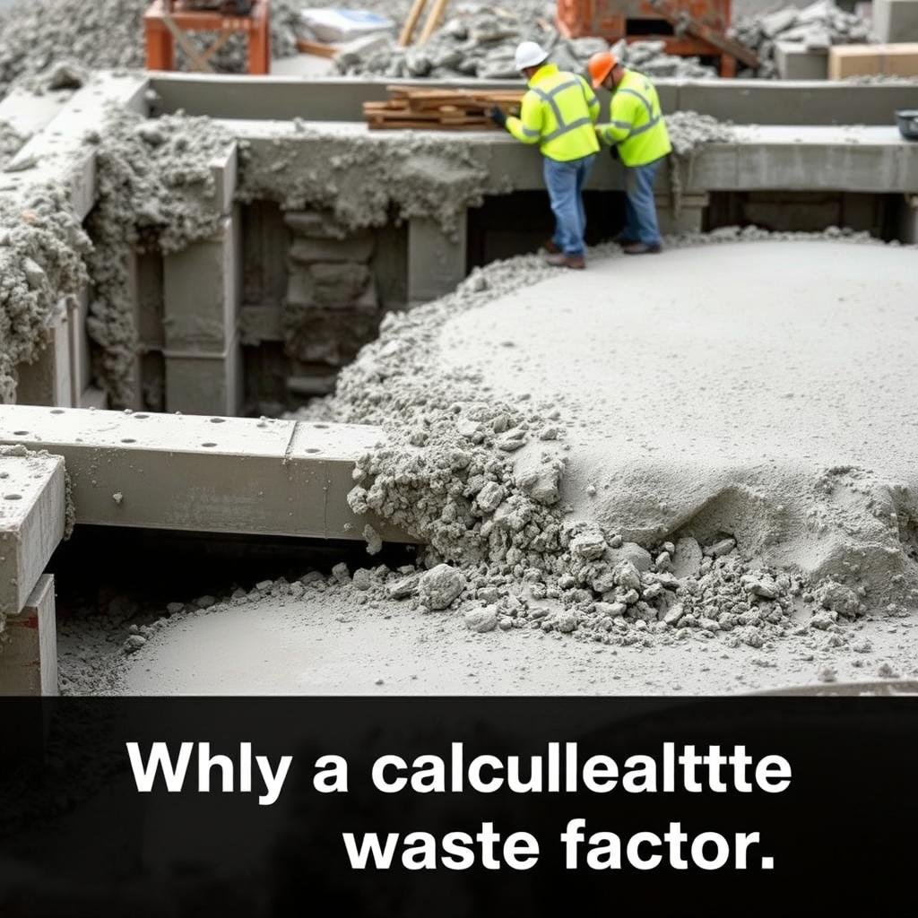 Concrete spillage during pouring illustrating why waste factor is important