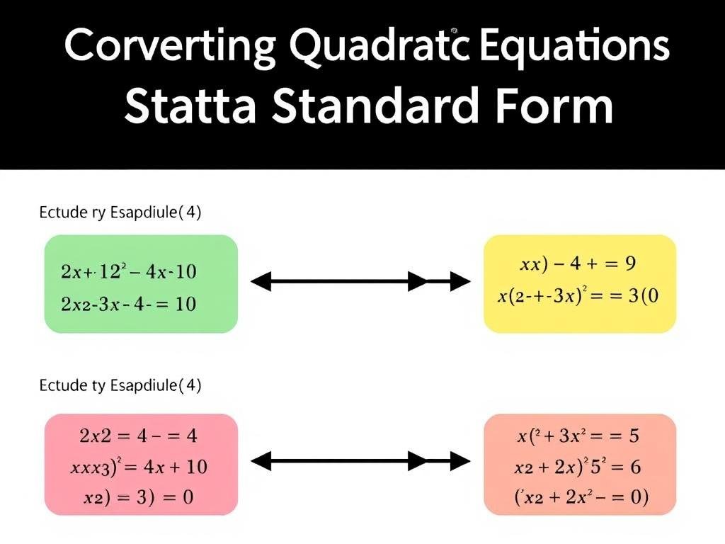 Conversion of quadratic equations to standard form with examples