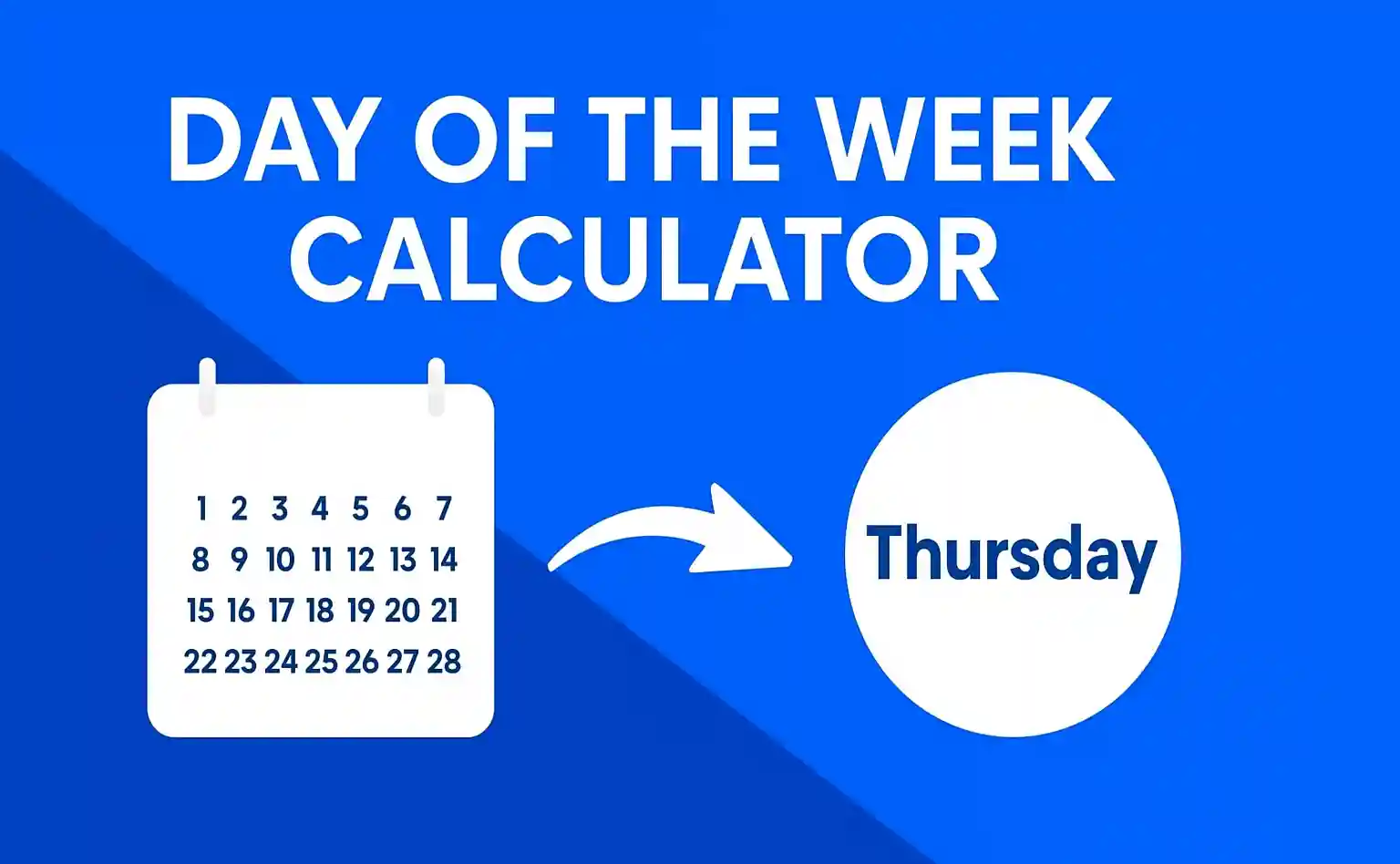 Day of the Week Calculator interface showing a calendar and results display