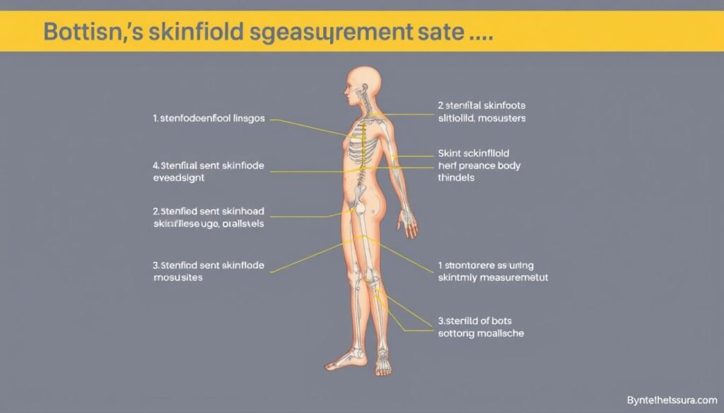 Demonstration of skinfold measurement sites on the human body for body fat calculation