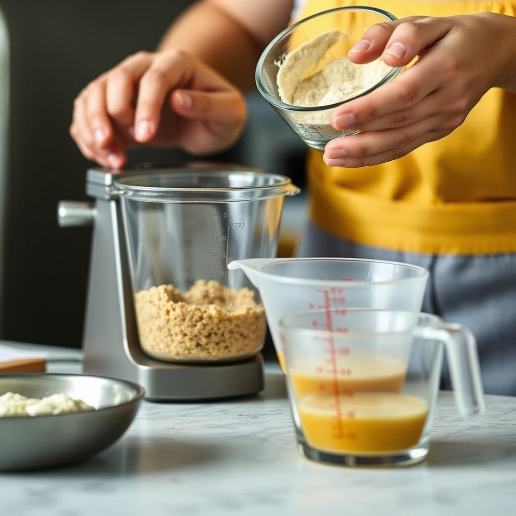 Density applications in cooking showing ingredients being measured