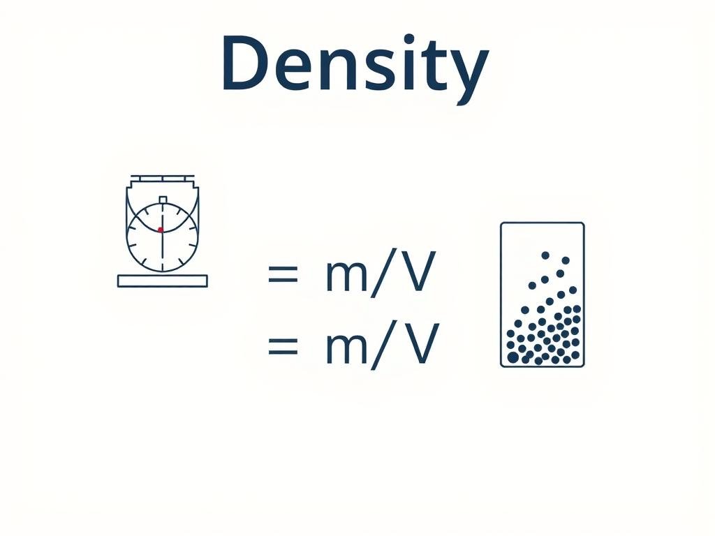 Density formula visualization showing the relationship between mass, volume, and density