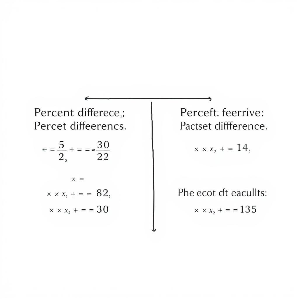 Diagram comparing percent error and percent difference calculations