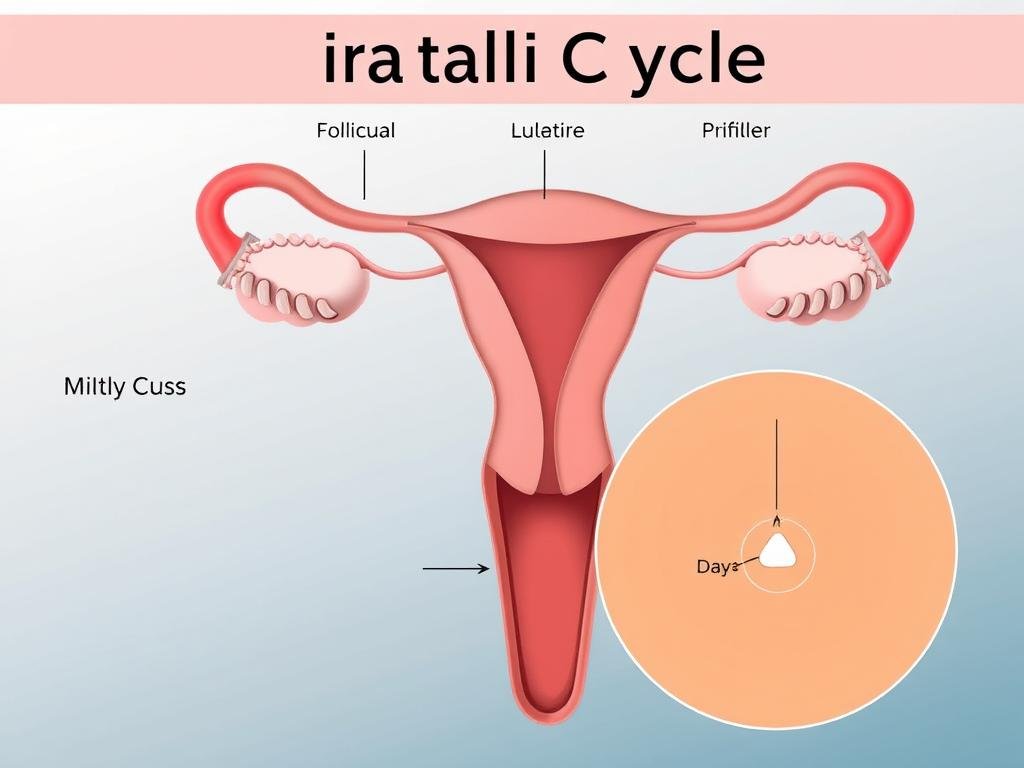 Diagram of menstrual cycle phases and conception window
