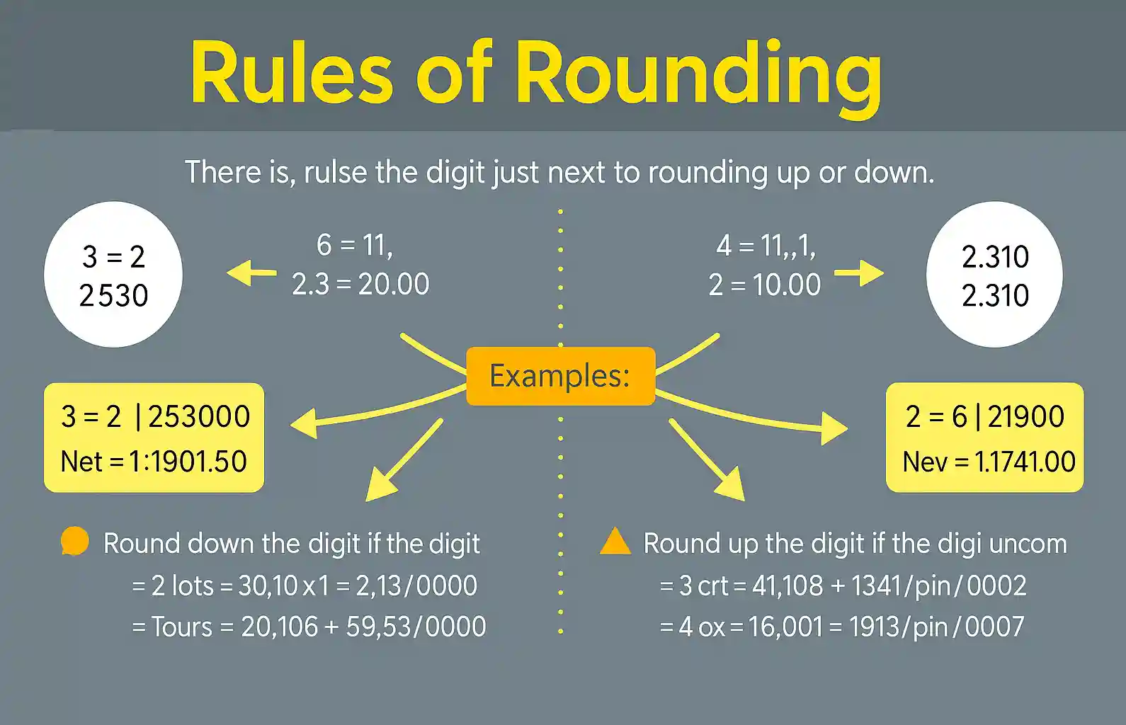 Diagram showing basic rounding rules with examples