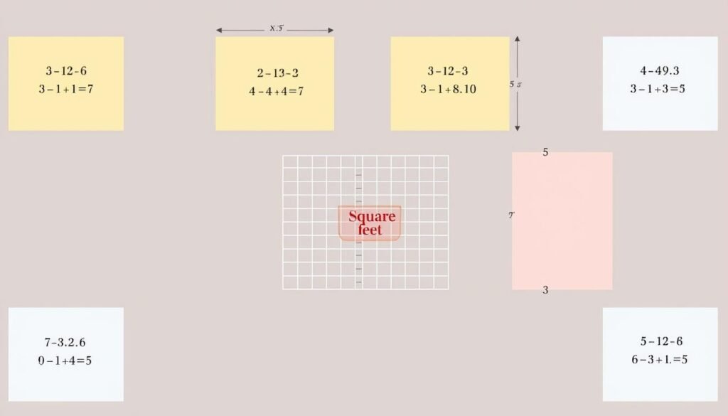 Diagram showing how to divide an L shaped room into rectangles for square footage calculation