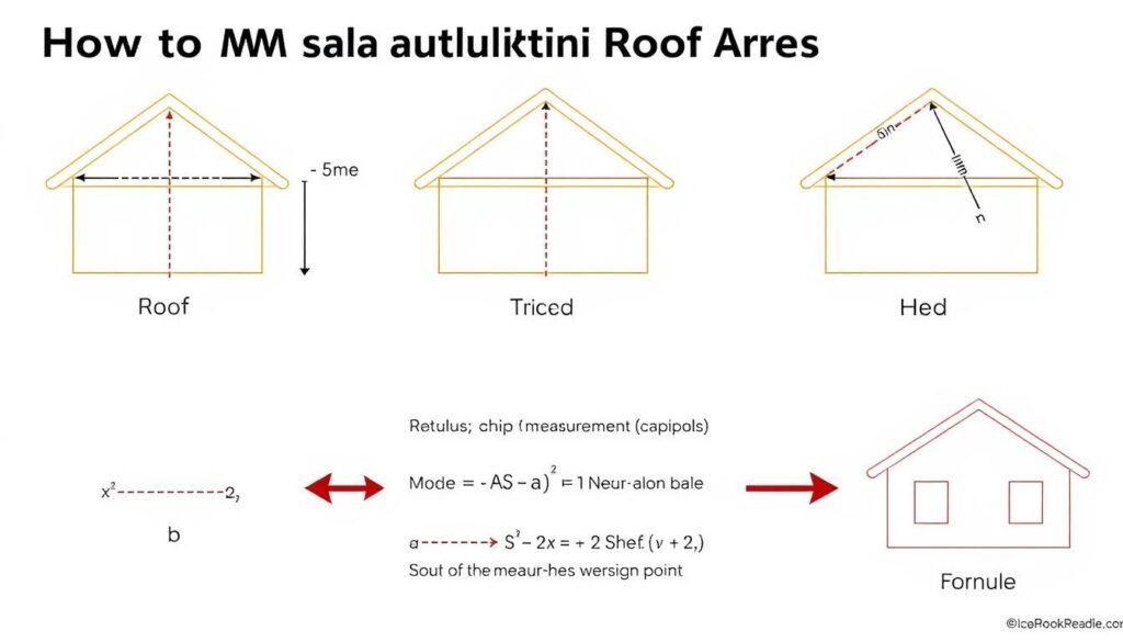 Diagram showing how to measure and calculate roof area for different roof types