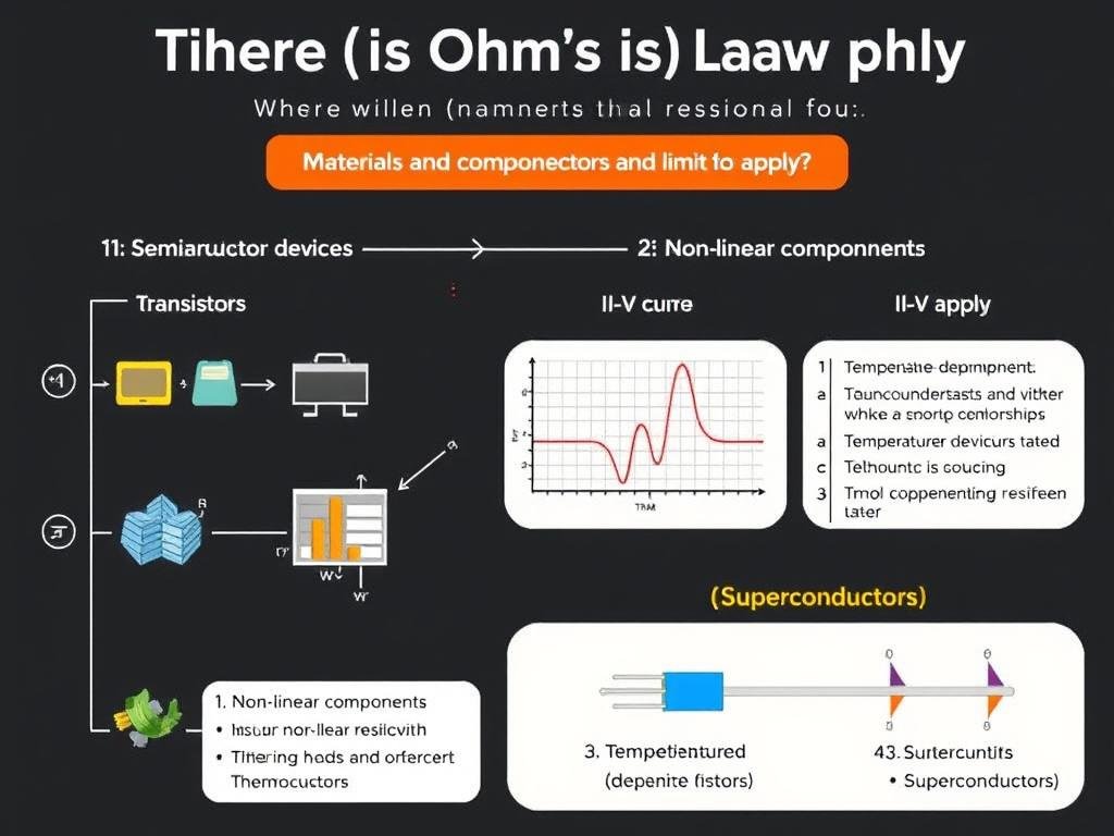 Diagram showing materials and components where Ohms Law does not apply