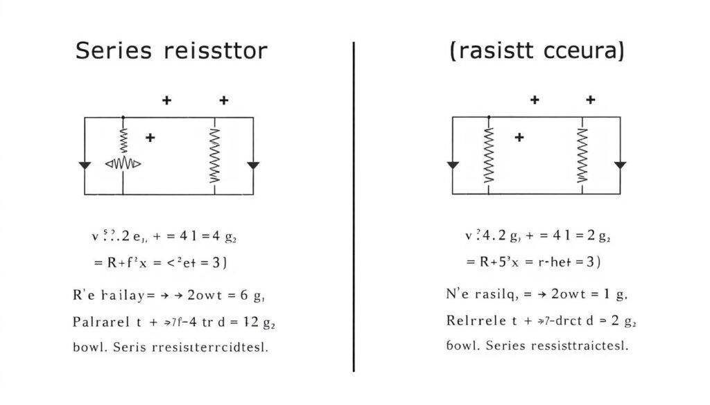Diagram showing series and parallel resistor configurations with circuit symbols
