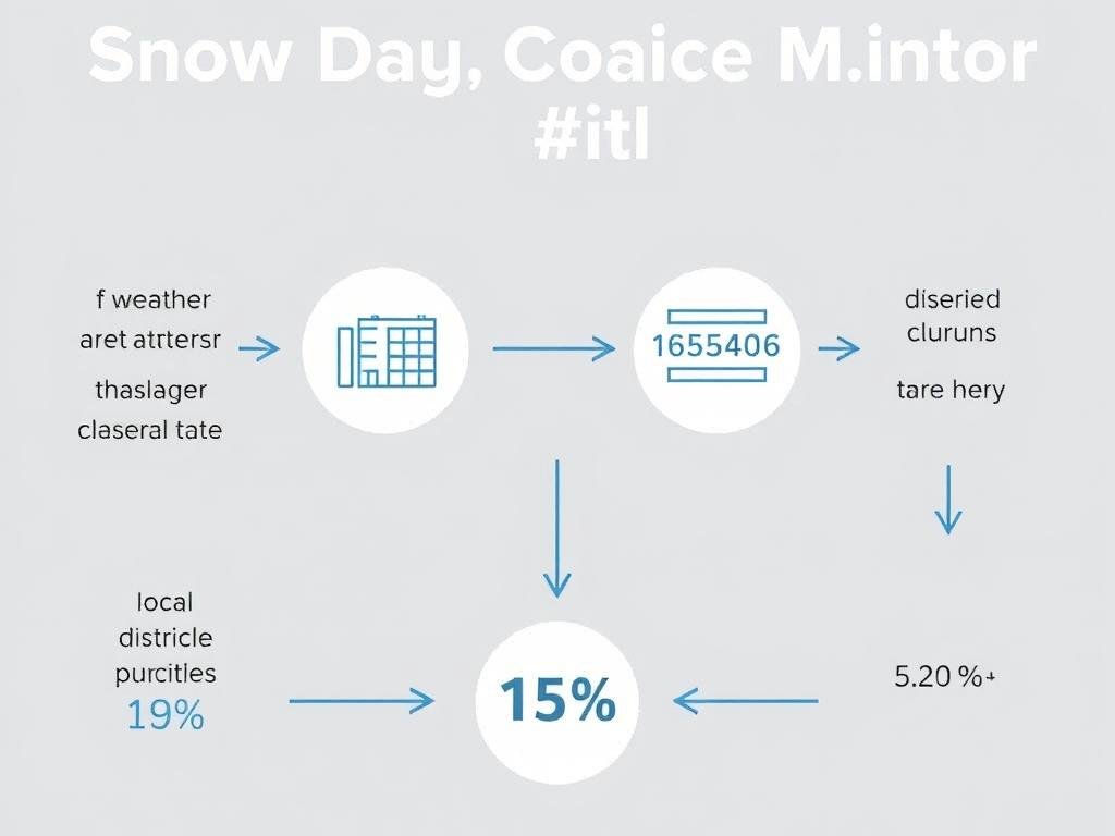 Diagram showing the data inputs and algorithm process of a snow day calculator