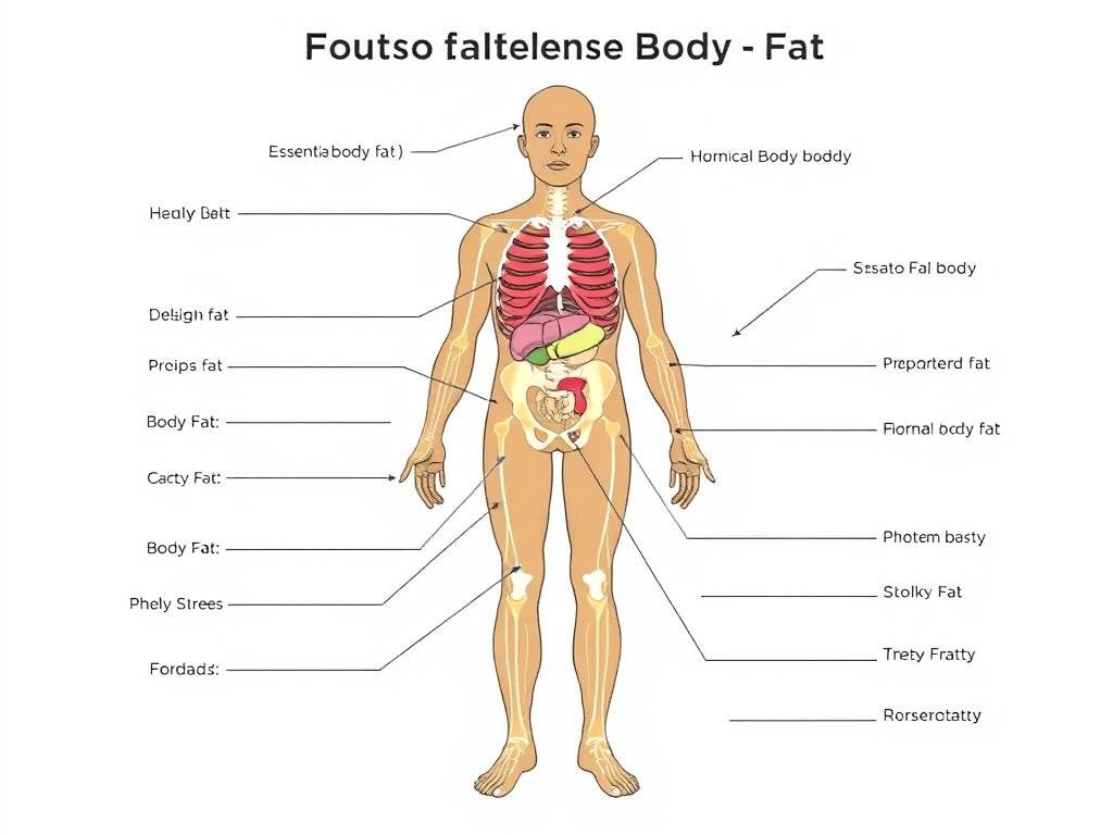 Diagram showing the difference between essential body fat and storage body fat