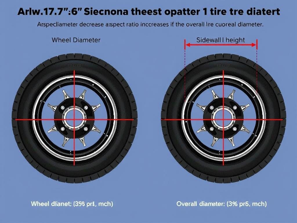 Diagram showing tire size adjustment when upgrading wheel size
