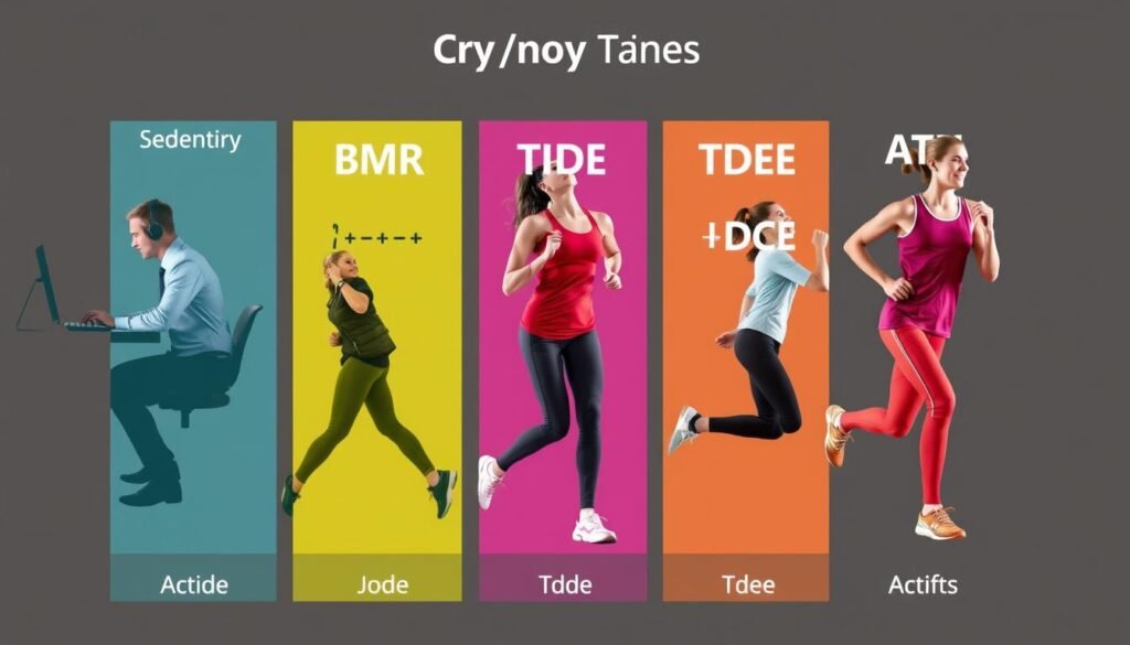 Different activity levels showing how BMR translates to TDEE