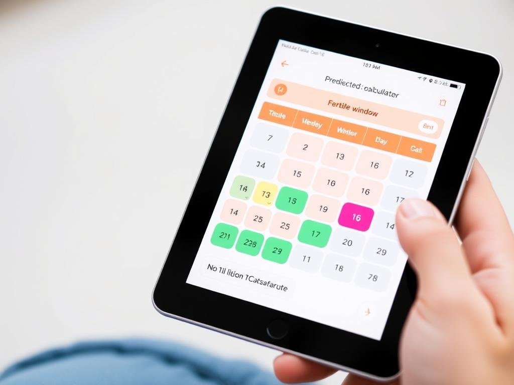 Digital ovulation calculator showing fertile window calendar