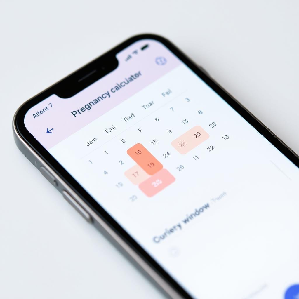 Digital pregnancy conception calculator showing dates