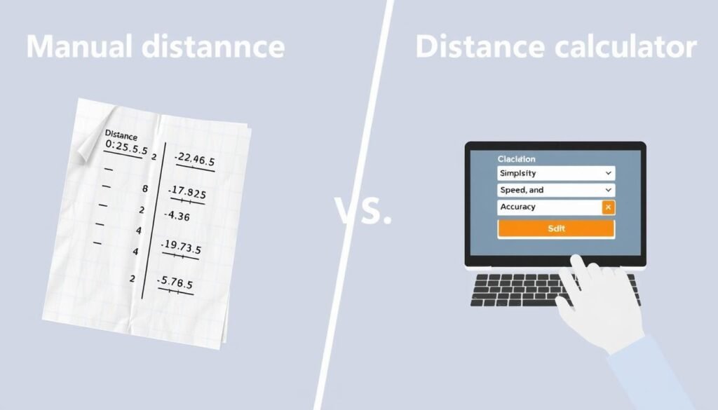 Distance Calculator showing multiple calculation methods and unit options