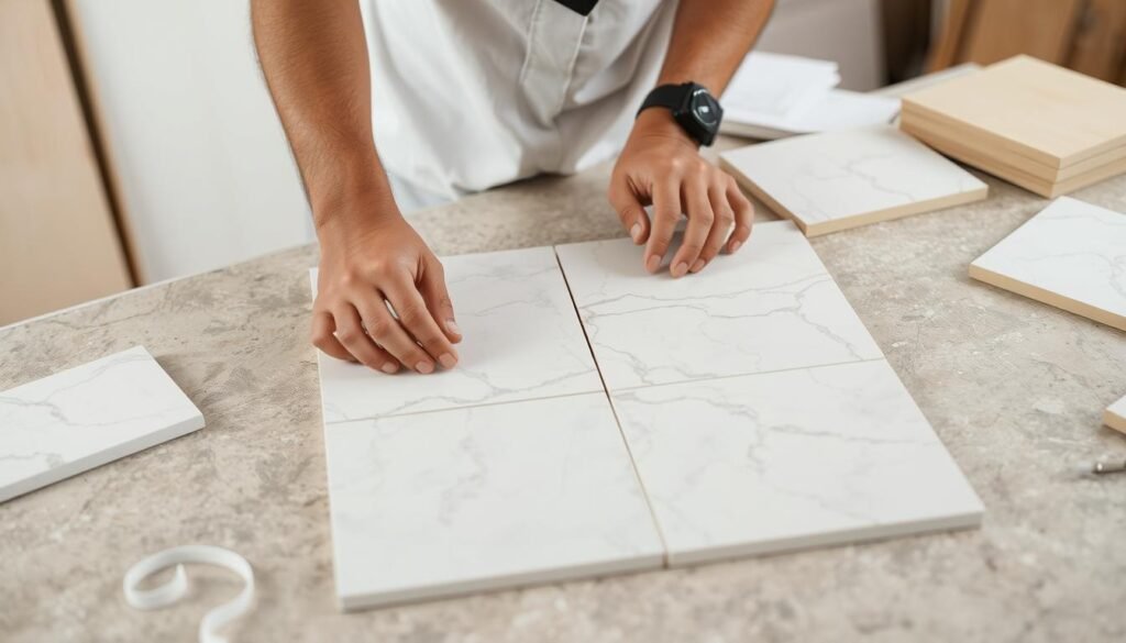 Efficient tile cutting to minimize waste