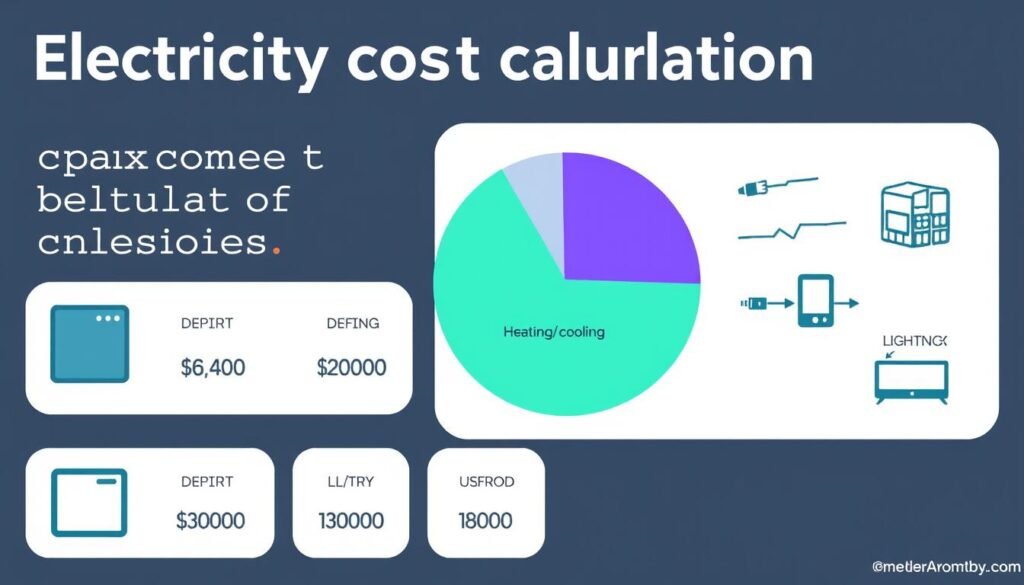 Electricity cost calculation showing monthly bills for different appliances
