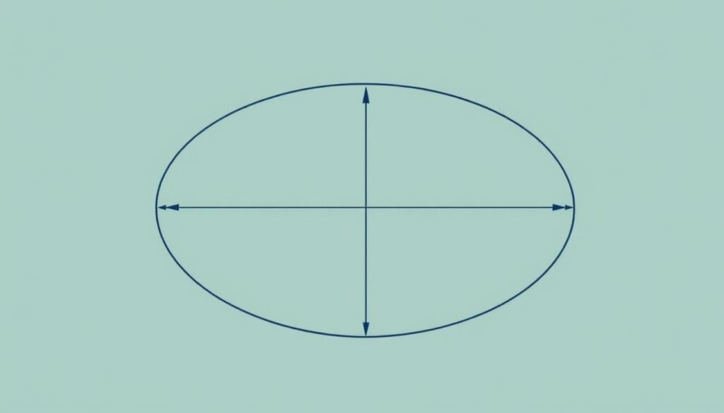 Ellipse with semi-major and semi-minor axes labeled for area calculation