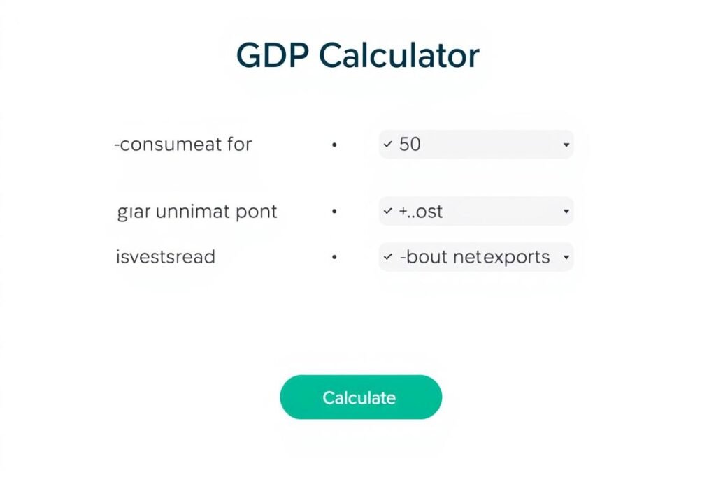 GDP Calculator interface showing input fields for economic components