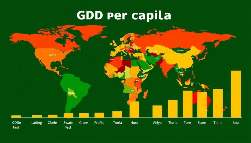 GDP per capita comparison between countries showing living standards