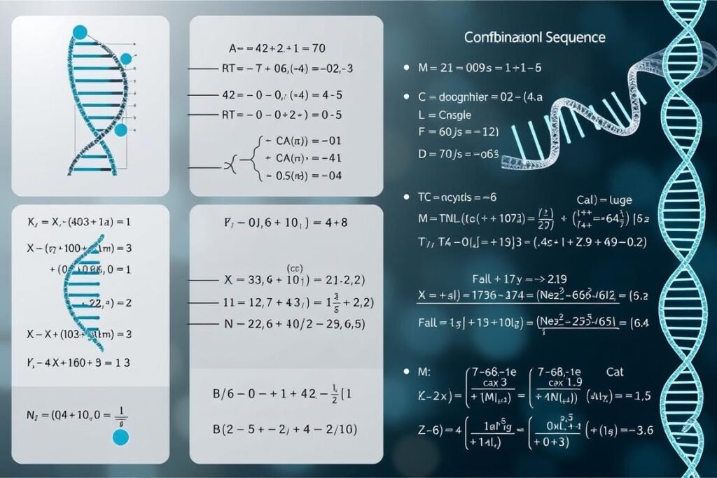 Genetic combinations and DNA sequence analysis using combinatorial mathematics