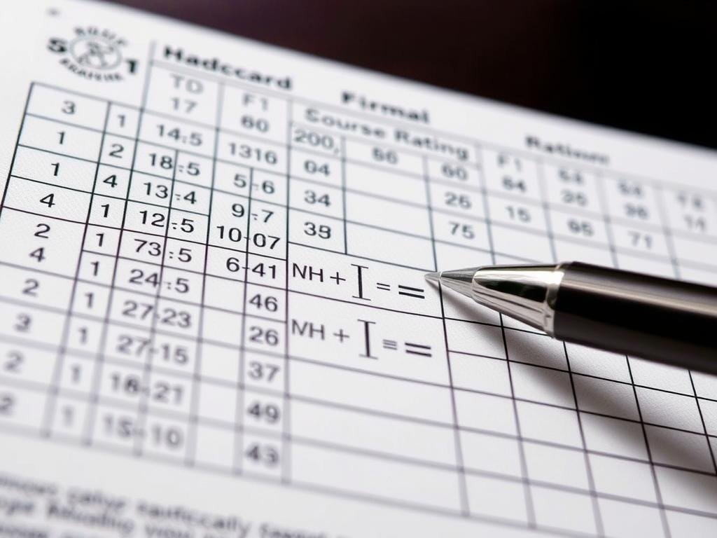 Golf handicap calculation formula and scorecard