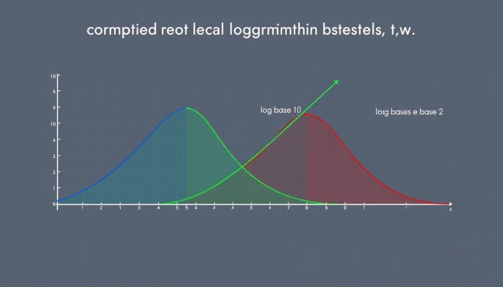 Graph comparing different logarithm bases common natural and binary on a Log Calculator chart